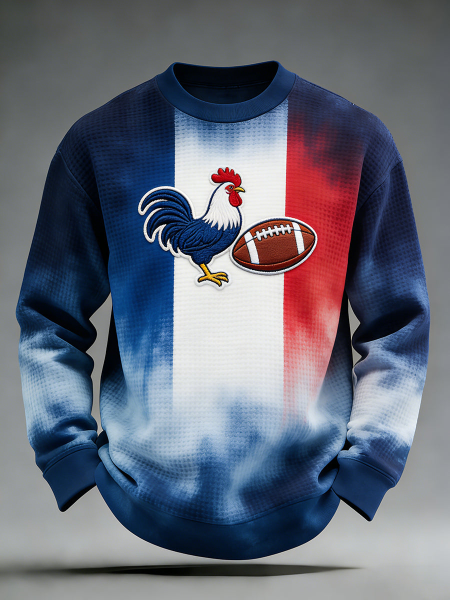 Sweat-shirt waffle décontracté rétro français de rugby