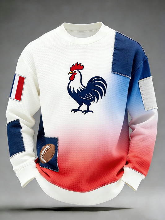 Rétro Français Rugby Casual Waffle Sweatshirt