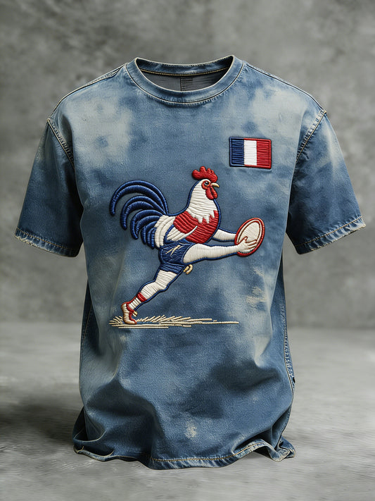 Rétro Français Rugby Casual T-shirt confortable