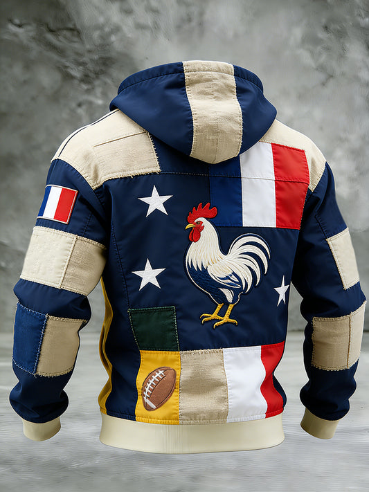 Rétro Français Rugby Décontracté Waffle Confort Sweat à Capuche