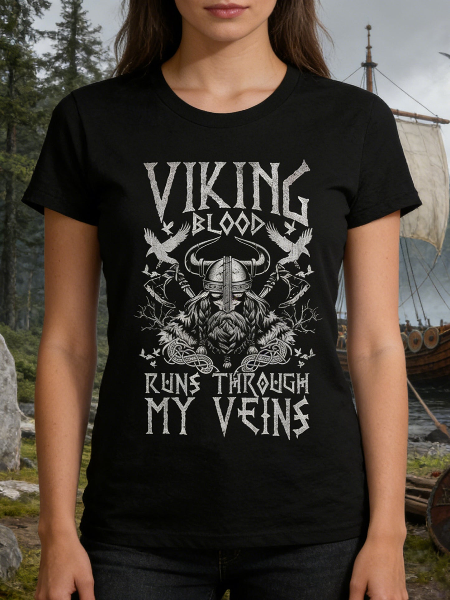 T-shirt Swedish Viking Print pour femme