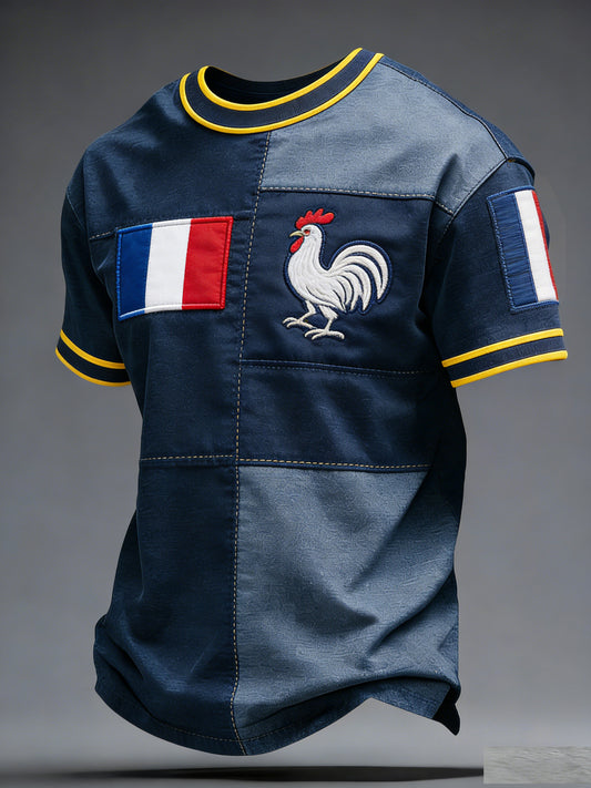 T-shirt décontracté et confortable au style rétro rugby français