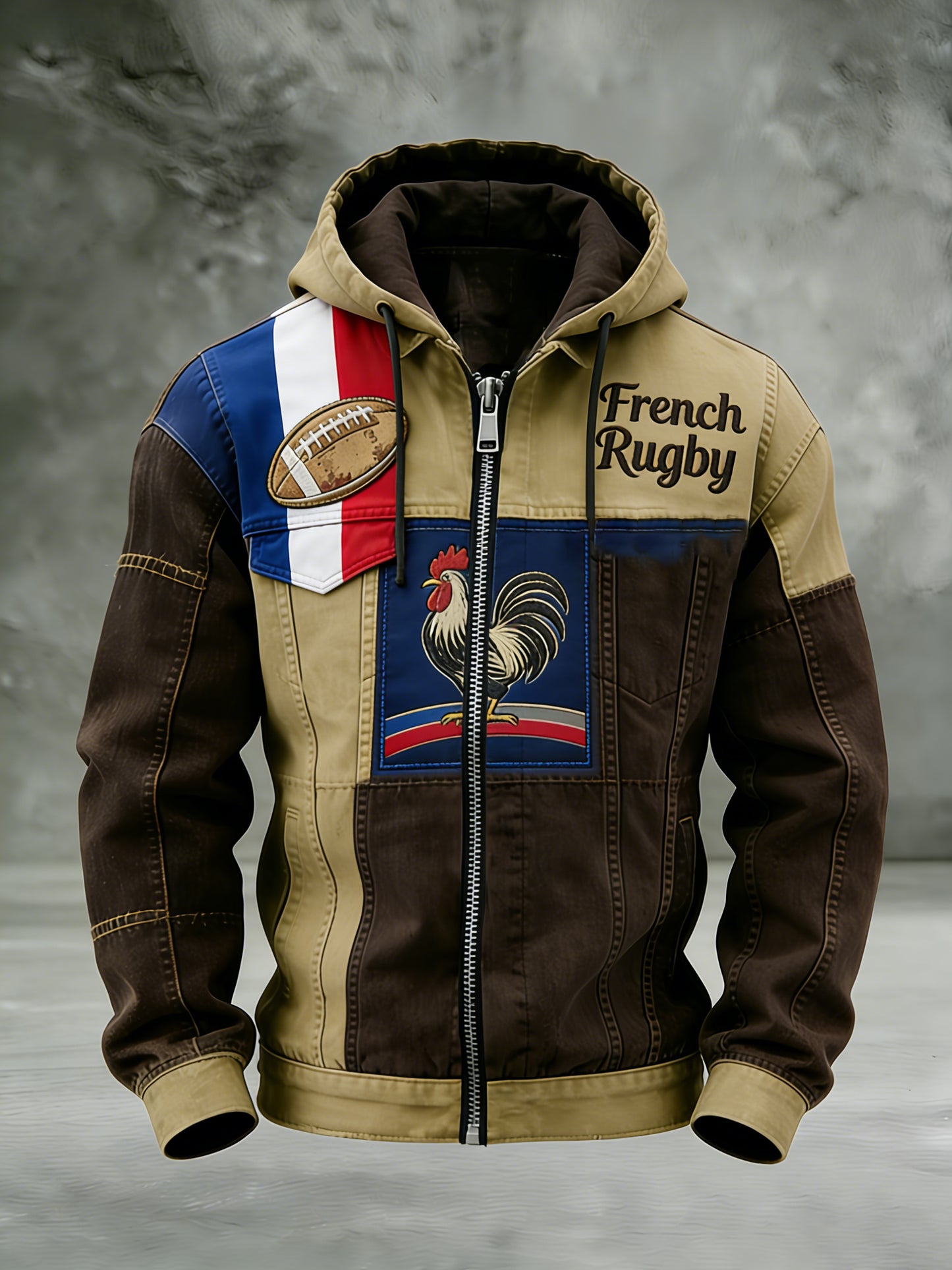 Veste décontractée rétro de rugby français à capuche