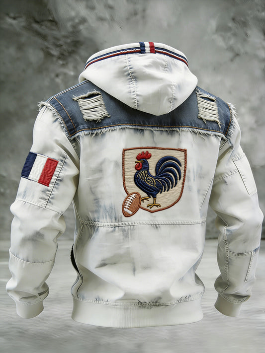 Sweat à capuche rétro gaufré décontracté français