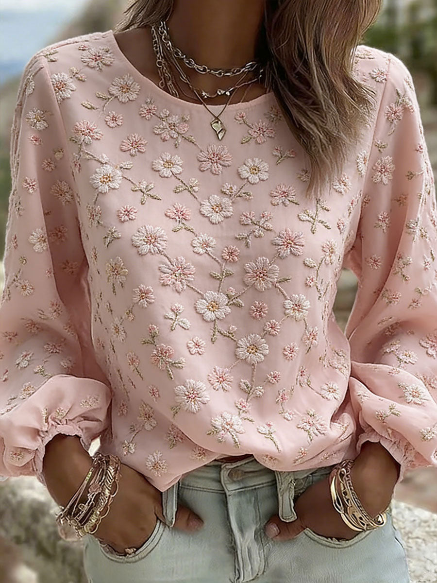 T-shirt décontracté pour femme avec impression artistique florale