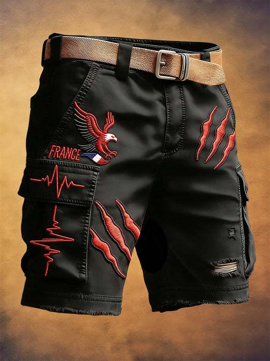 Shorts décontractés de travail pour homme à imprimé aigle français