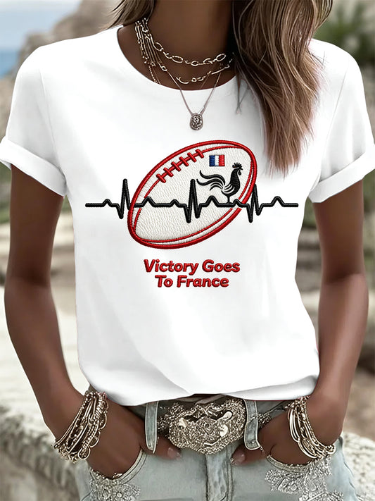 T-shirt décontracté blanc France Rugby Six Nations pour femme