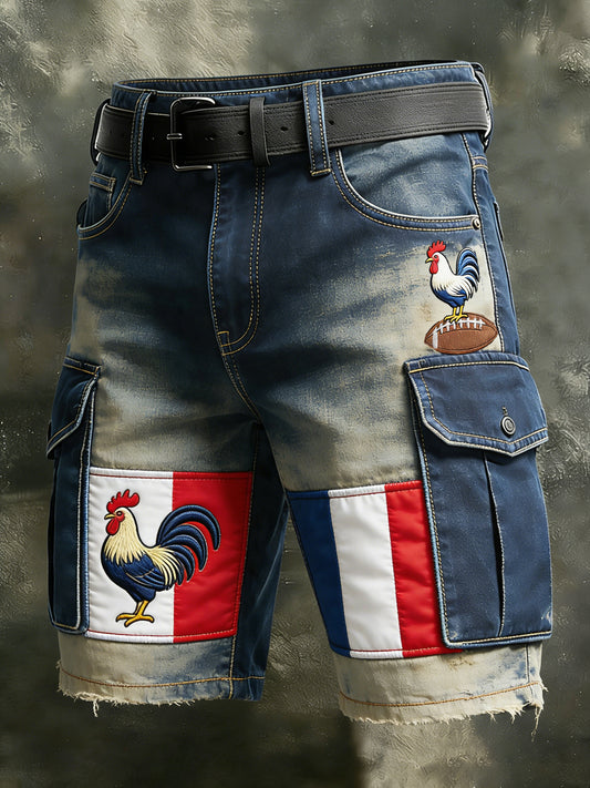 Pantalon cargo décontracté et confortable rétro de style rugby français