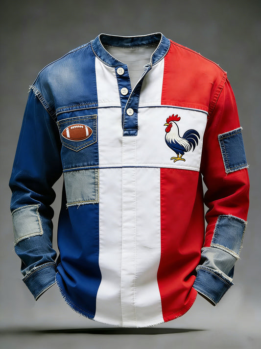 Sweat rétro de style rugby français décontracté et confortable