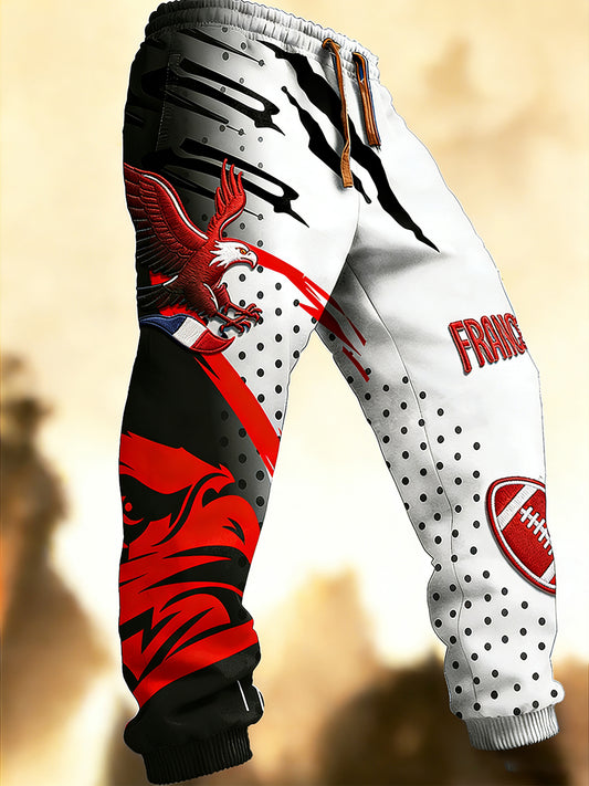 Pantalon de sport décontracté pour hommes, imprimé rugby français