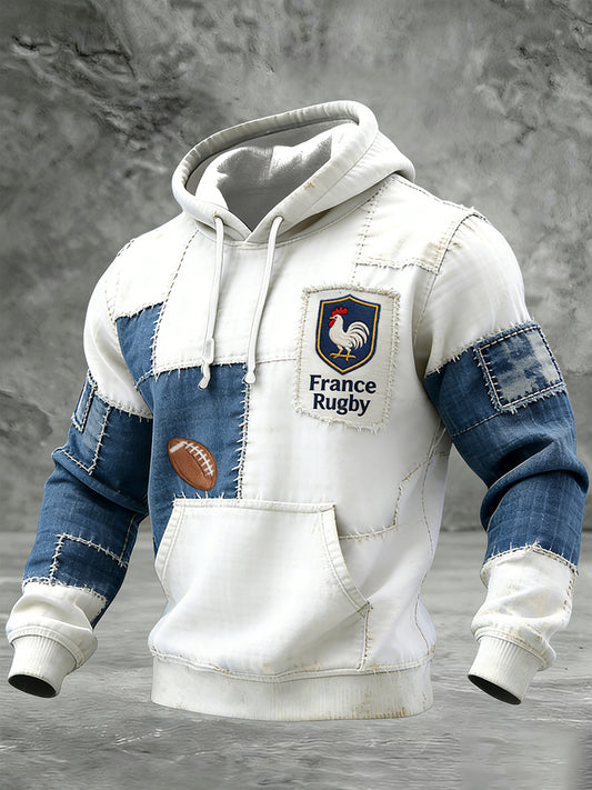 Sweat-shirt confortable et décontracté de style rugby français rétro