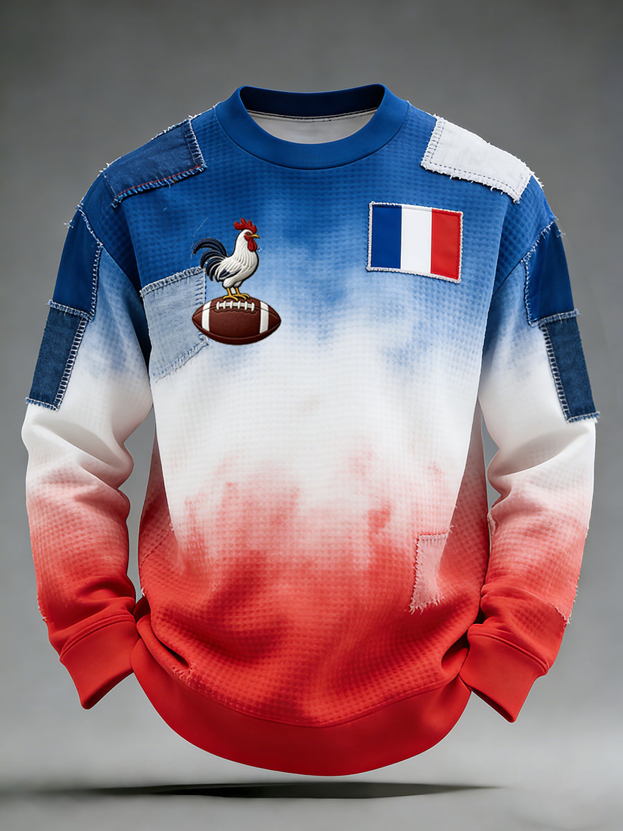 Sweat-shirt rétro de style rugby français, décontracté et confortable