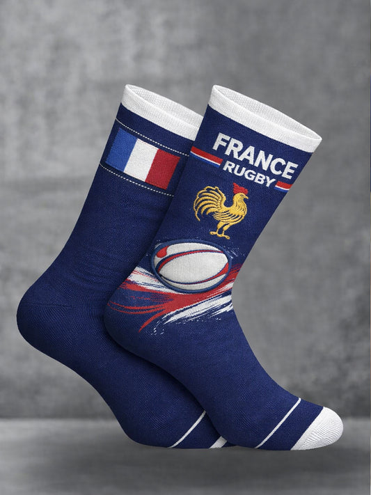 Chaussettes unisexes avec imprimé rugby français