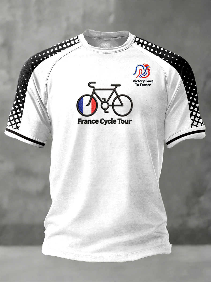 Hommes Blanc Français Tour de France Cyclisme Imprimer T-shirt de sport décontracté