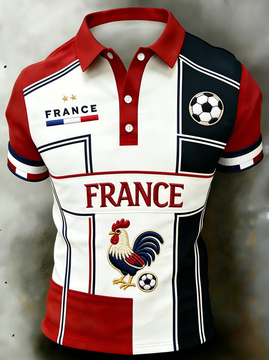 Polo imprimé à thème football pour hommes