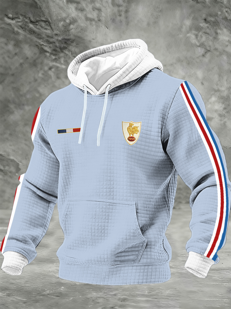 Chandail à capuchon à carreaux France Rugby en coton pour homme
