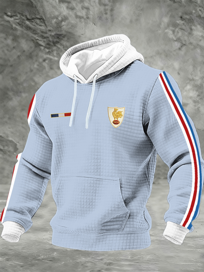 Chandail à capuchon à carreaux France Rugby en coton pour homme