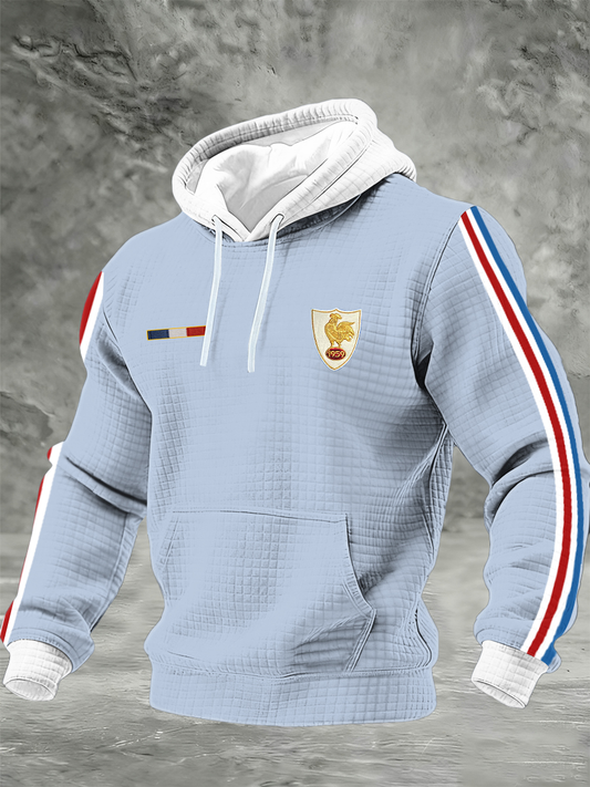 Chandail à capuchon à carreaux France Rugby en coton pour homme