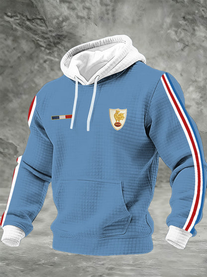 Chandail à capuchon à carreaux France Rugby en coton pour homme