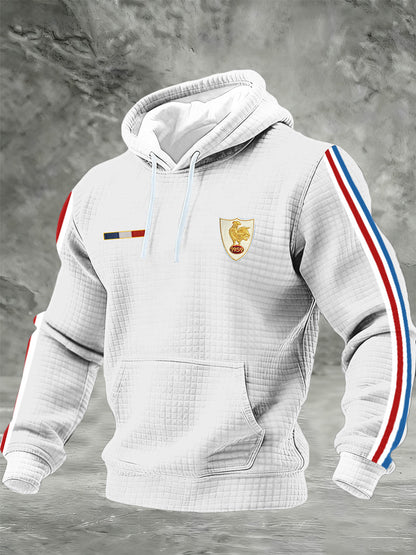 Chandail à capuchon à carreaux France Rugby en coton pour homme