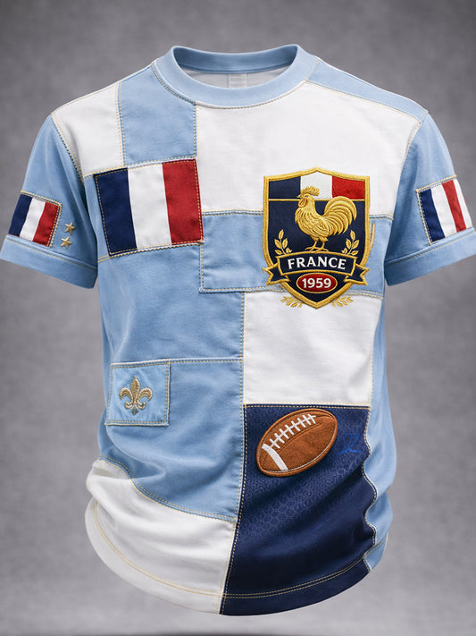 T-shirt décontracté rétro style rugby français