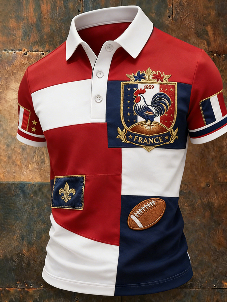 Maillot décontracté style rugby français rétro