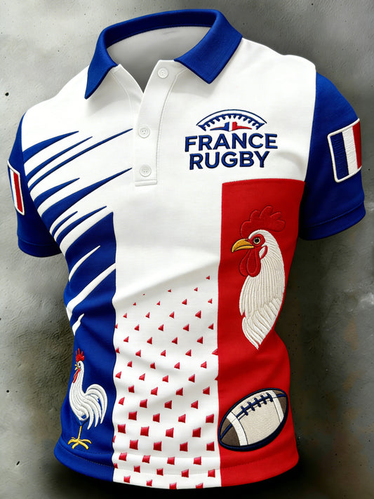 Polo imprimé à thème rugby pour hommes