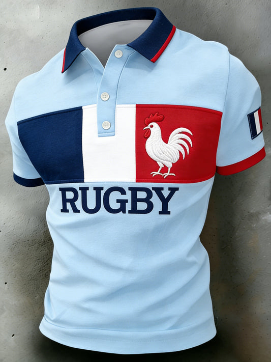 Polo imprimé à thème rugby pour hommes