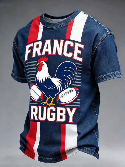 T-shirt imprimé de rugby pour hommes