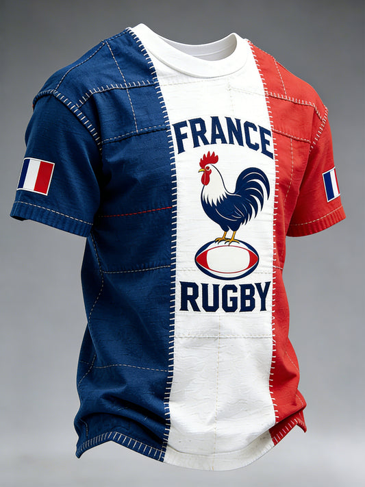 T-shirt imprimé de rugby pour hommes