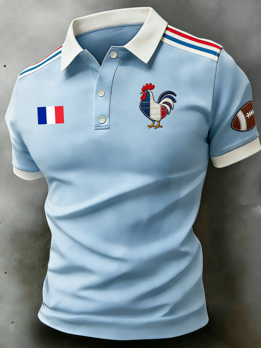 Polo imprimé à thème rugby pour hommes