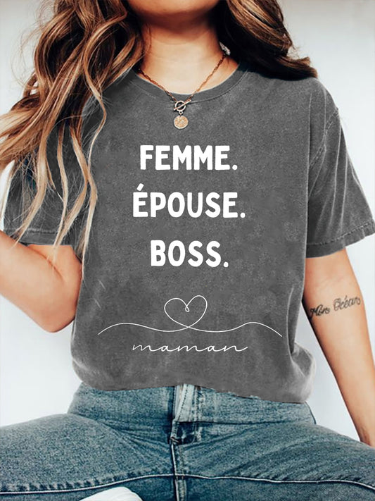 T-shirt manches courtes pour femmes: Maman, Femme, Épouse, Patronne