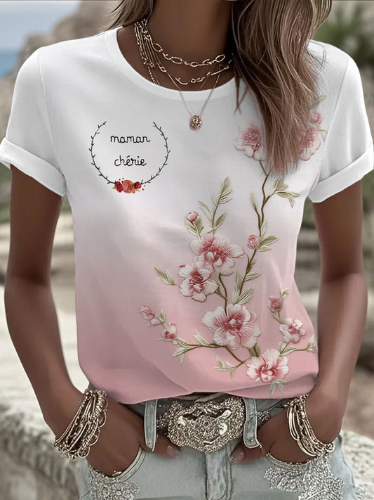 T-shirt à manches courtes «Maman Chérie» pour femmes