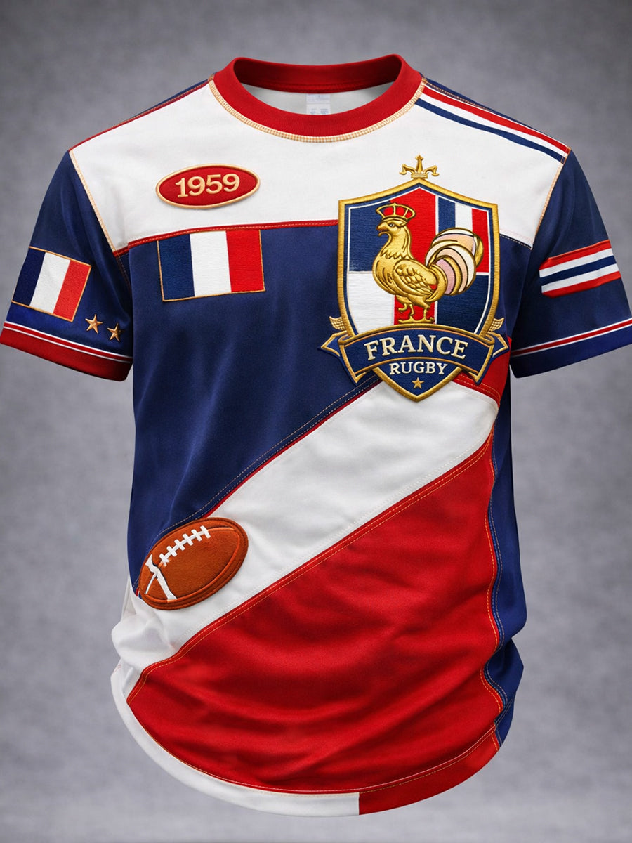T-shirt confortable à motif rétro de rugby français