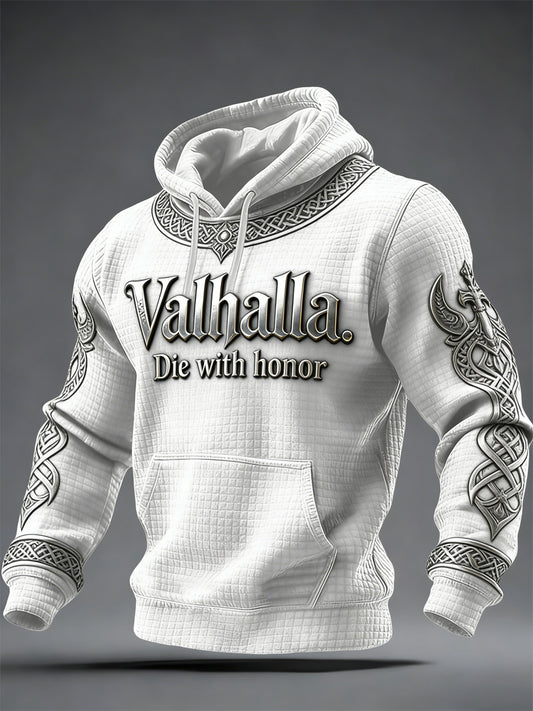 Sweat à capuche imprimé style viking Valhalla pour hommes