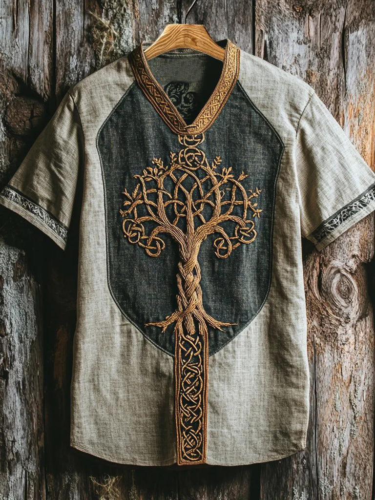Chemise à col en V Viking pour homme