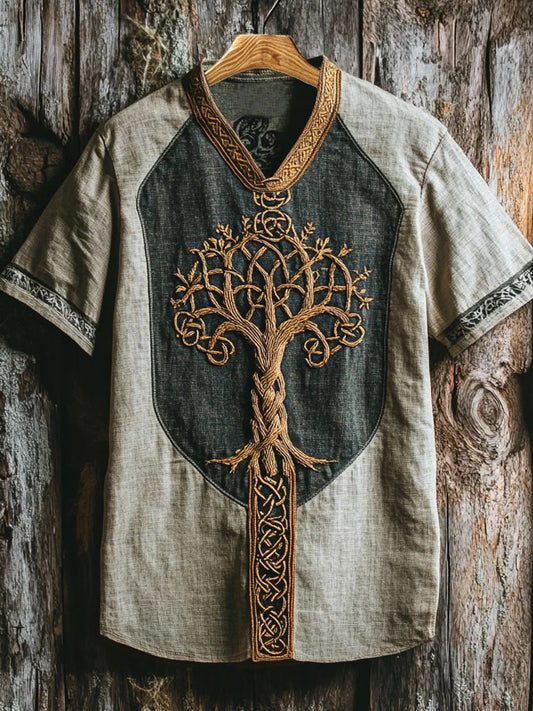 Chemise à col en V Viking pour homme