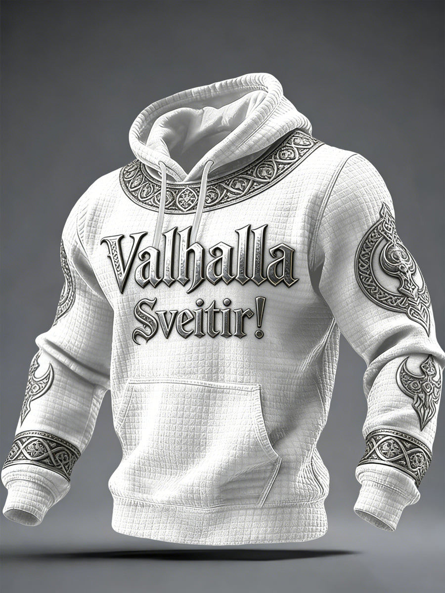 Sweat à capuche imprimé style viking Valhalla pour hommes