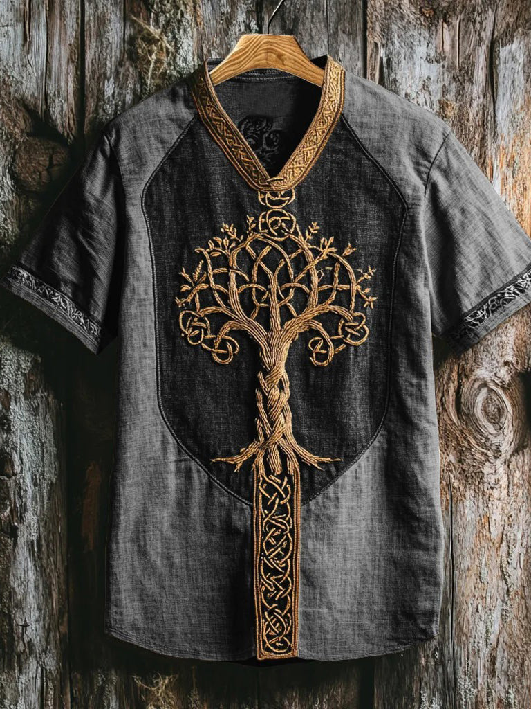 Chemise à col en V Viking pour homme