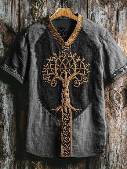 Chemise à col en V Viking pour homme