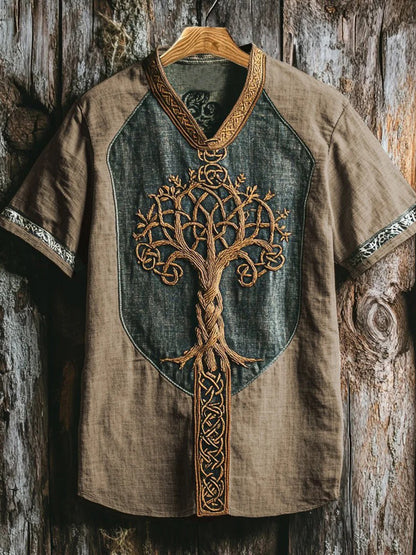 Chemise à col en V Viking pour homme