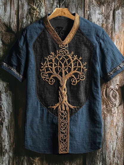Chemise à col en V Viking pour homme