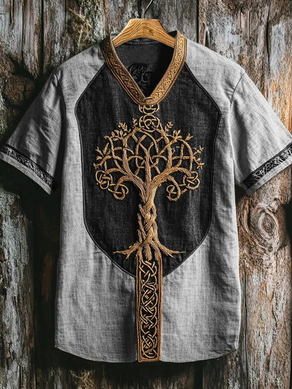 Chemise à col en V Viking pour homme