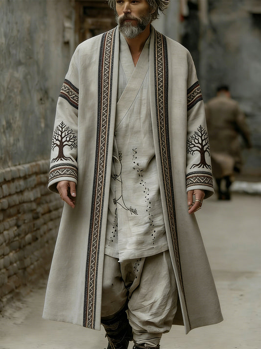 Trench Homme Extended Avec Imprimé Sur Le Thème Viking