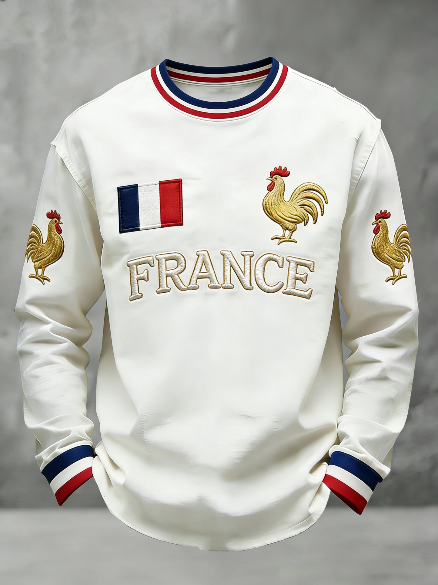 T-shirt à manches longues avec impression d’art pour fans de football français pour hommes