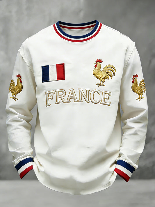 T-shirt à manches longues avec impression d’art pour fans de football français pour hommes