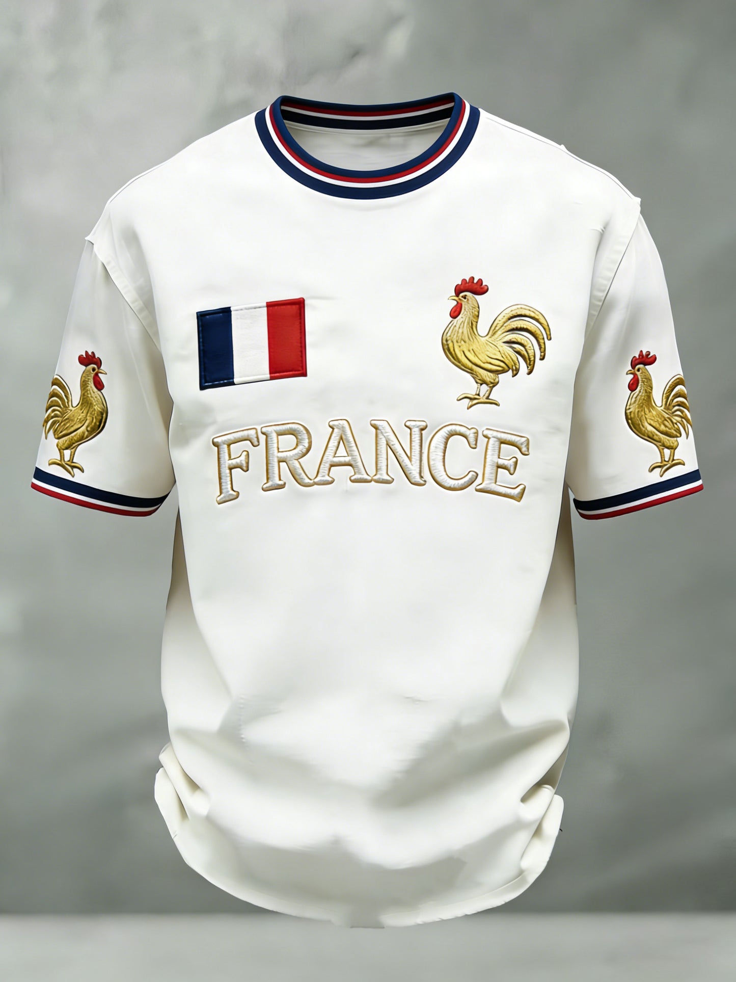 T-shirt à manches courtes avec impression d’art fan de football français pour hommes
