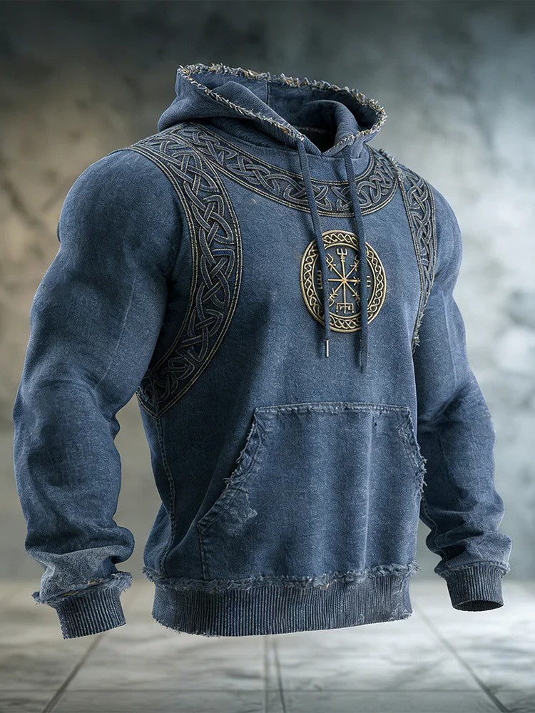 Sweat à capuche imprimé viking pour hommes