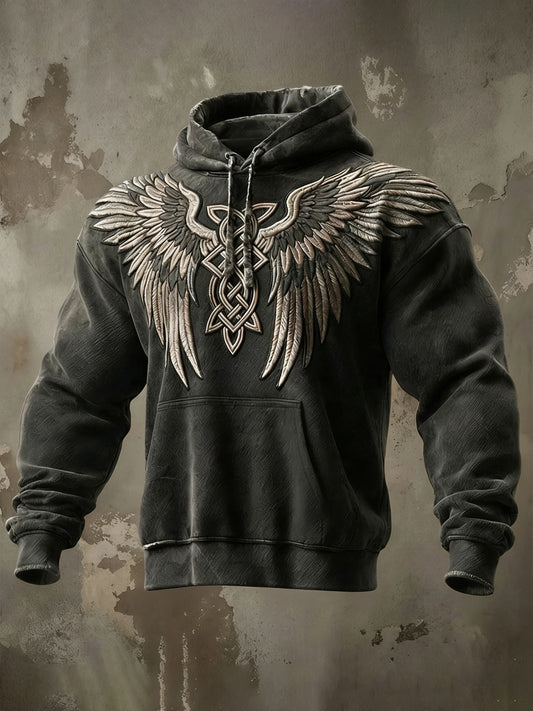 Sweat à capuche imprimé viking pour hommes