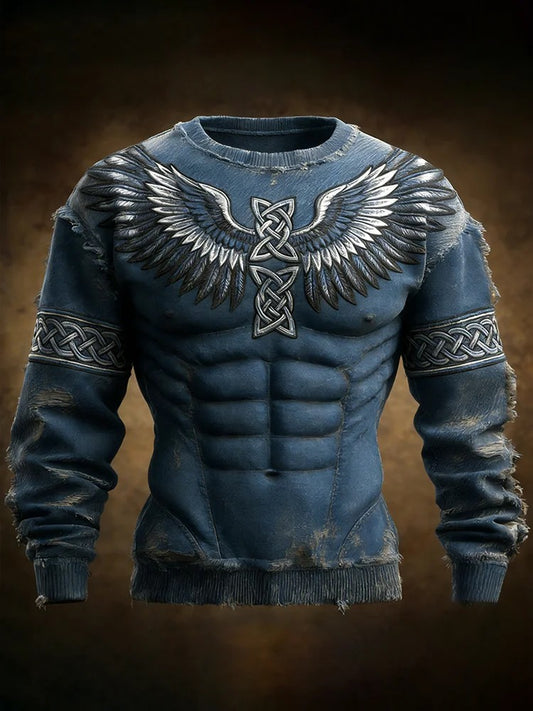Sweat-shirt imprimé viking pour hommes